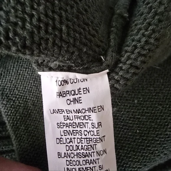 L.L Bean Full Zip Mock Neck Heavy Knit Cotton Sweater Mens Large Regular - Picture 9 of 9